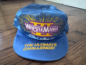 1990 WWF Wrestlemania VI: The Ultimate Challenge SnapBack blue satin hat
