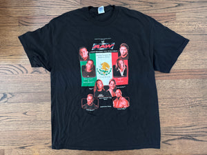 2004 WWE “A Night Monterrey Will Never Forget” shirt featuring Batista, Randy Orton, Shawn Michaels , HHH, Edge, Chris Jericho, Chris Benoit and Tyson Tomko two sided shirt