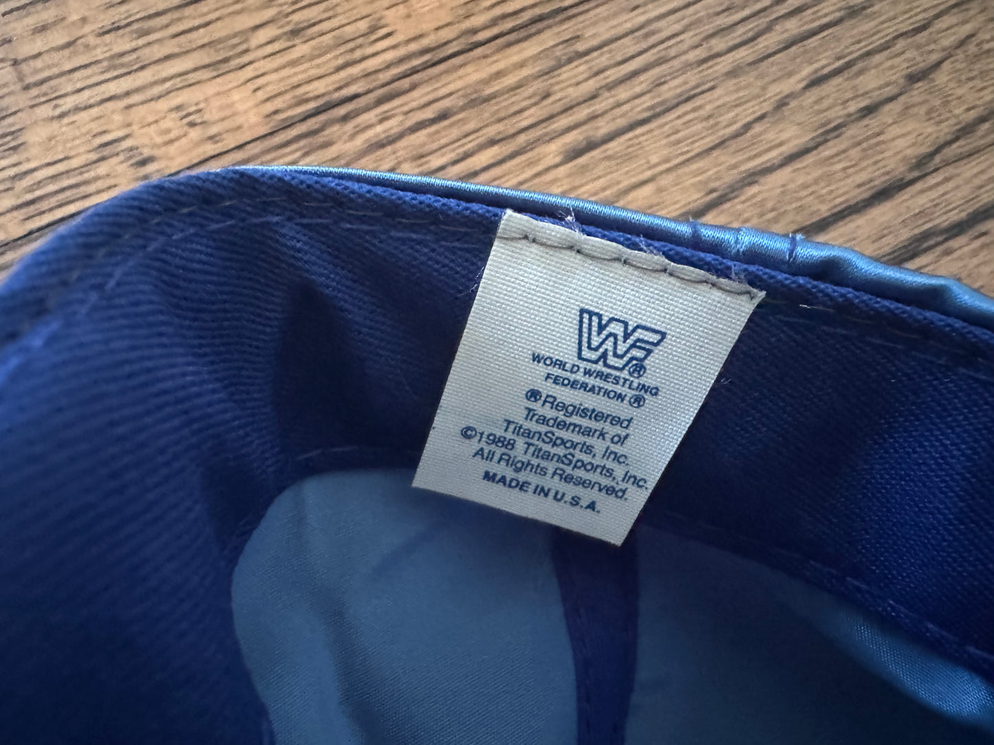 1990 WWF Wrestlemania VI: The Ultimate Challenge SnapBack blue satin hat