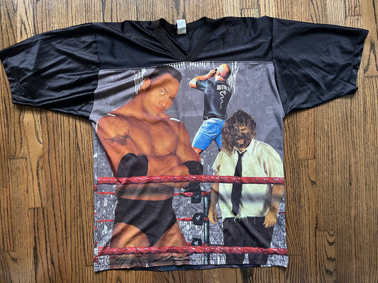 1999 WWF Raw / War Zone Jersey featuring The Rock, “Stone Cold” Steve Austin, Mankind, The Undertaker, X-Pac and “Badass” Billy Gunn