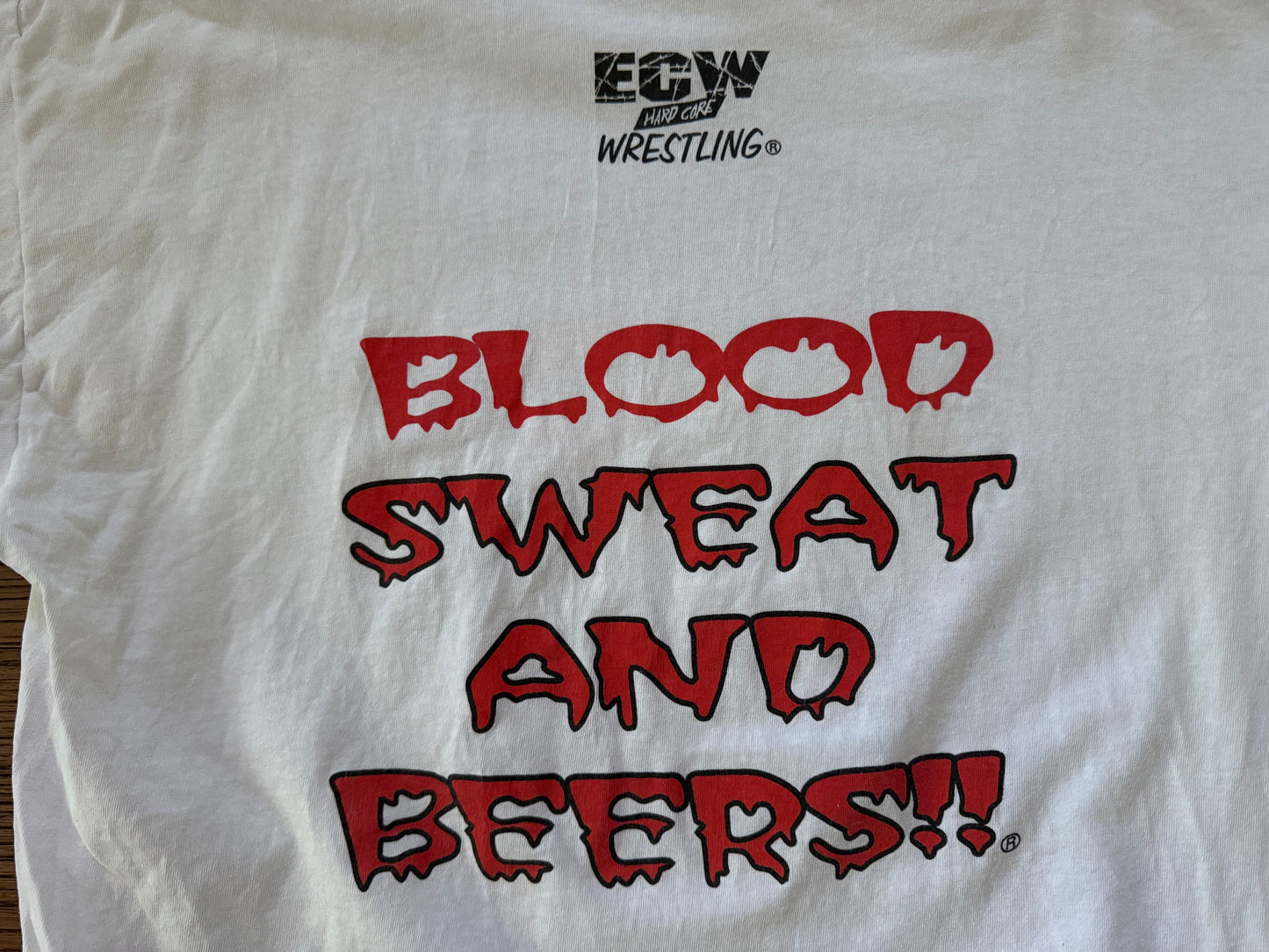 1997 ECW Sandman “Blood, Sweat and Beers” two sided shirt