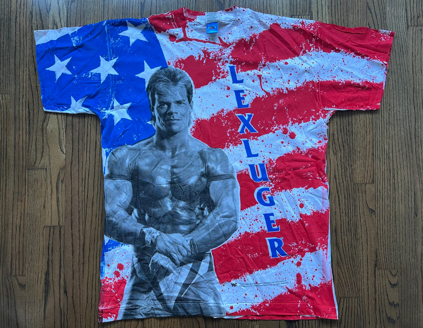 1993 WWF “Made in the USA” Lex Luger all over print shirt