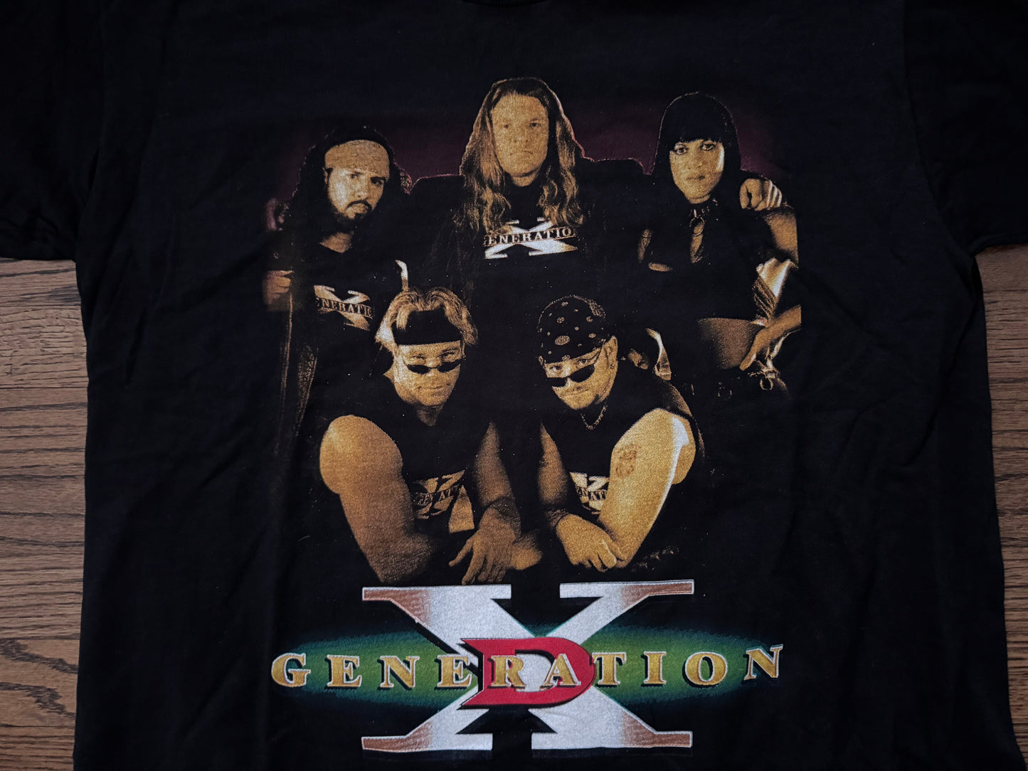 1998 WWF D-Generation X parking lot bootleg shirt featuring Triple H, “The Road Dogg” Jesse James, X-Pac, “Badass” Billy Gunn, Chyna and Vader