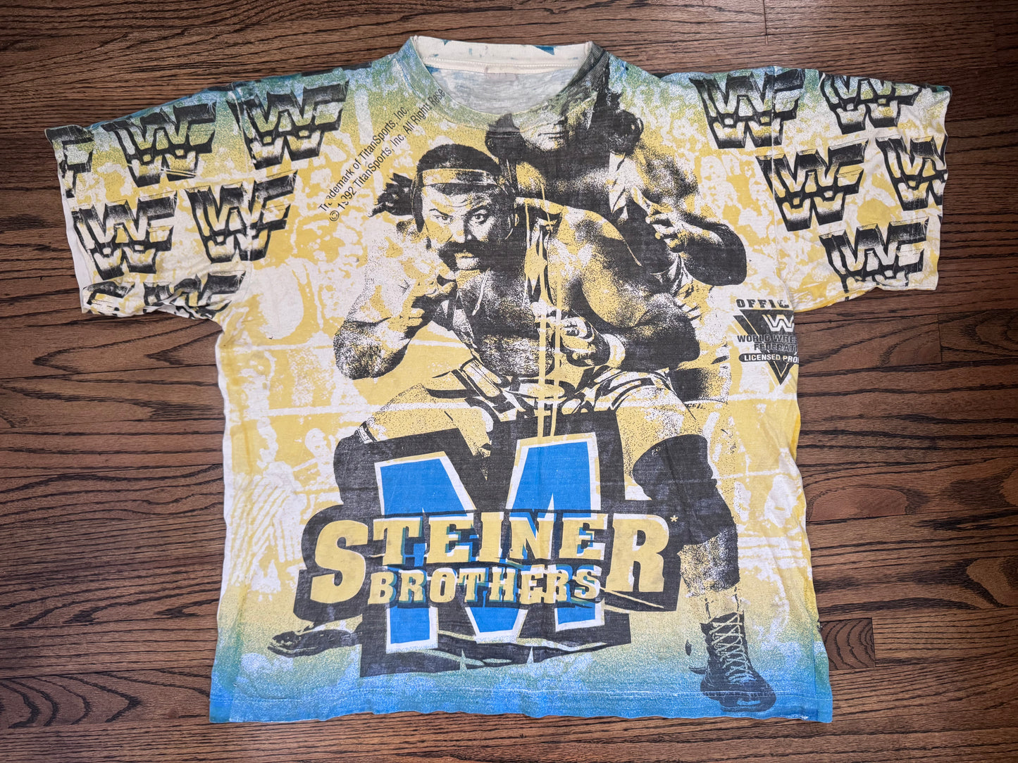 1992 WWF Steiner Brothers all over print shirt