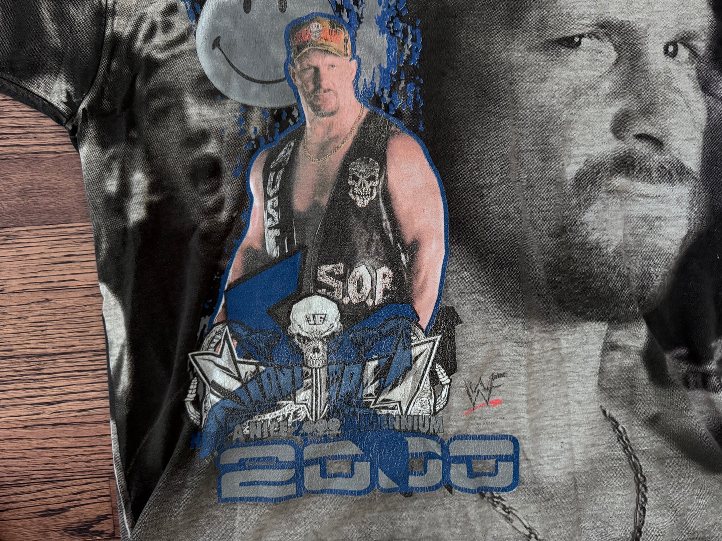 1999 WWF “Stone Cold” Steve Austin “Have a Nice Millenium” all over print crowd shirt