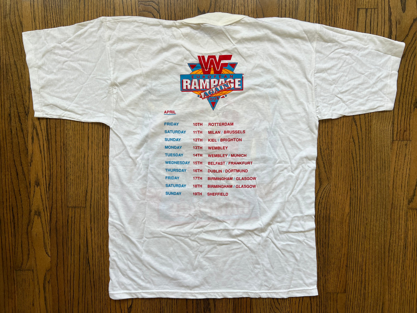 1992 WWF Rampage tour two sided shirt