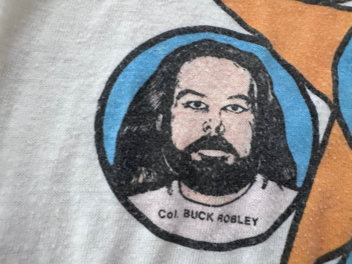 1982 Mid South Wrestling Super-stars baseball tee featuring Ted Dibiase, Andre the Giant, The Junkyard Dog, Tony Atlas, Mr Wrestling 2 and Colonel Buck Robley