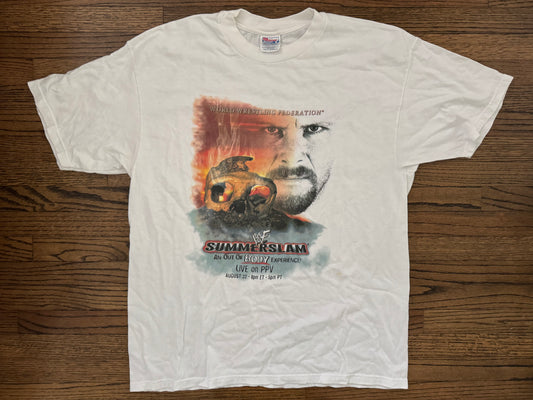 1999 WWF Summerslam two sided event shirt featuring “Stone Cold” Steve Austin