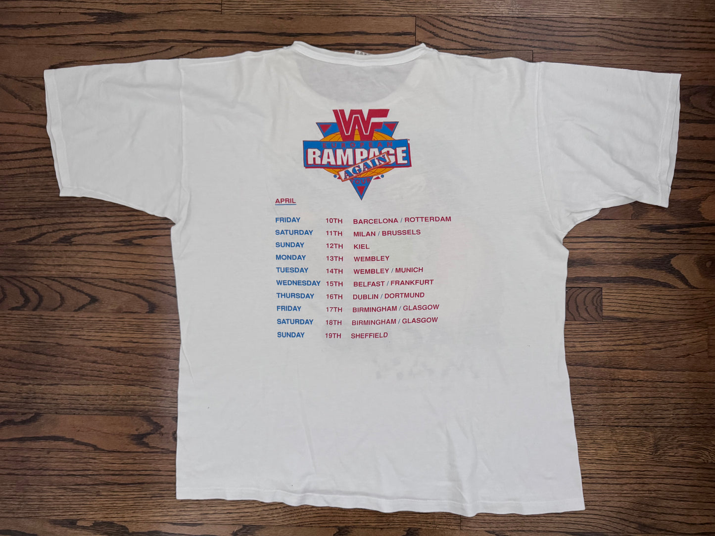 1992 WWF “Macho Man” Randy Savage two sided European Rampage tour shirt