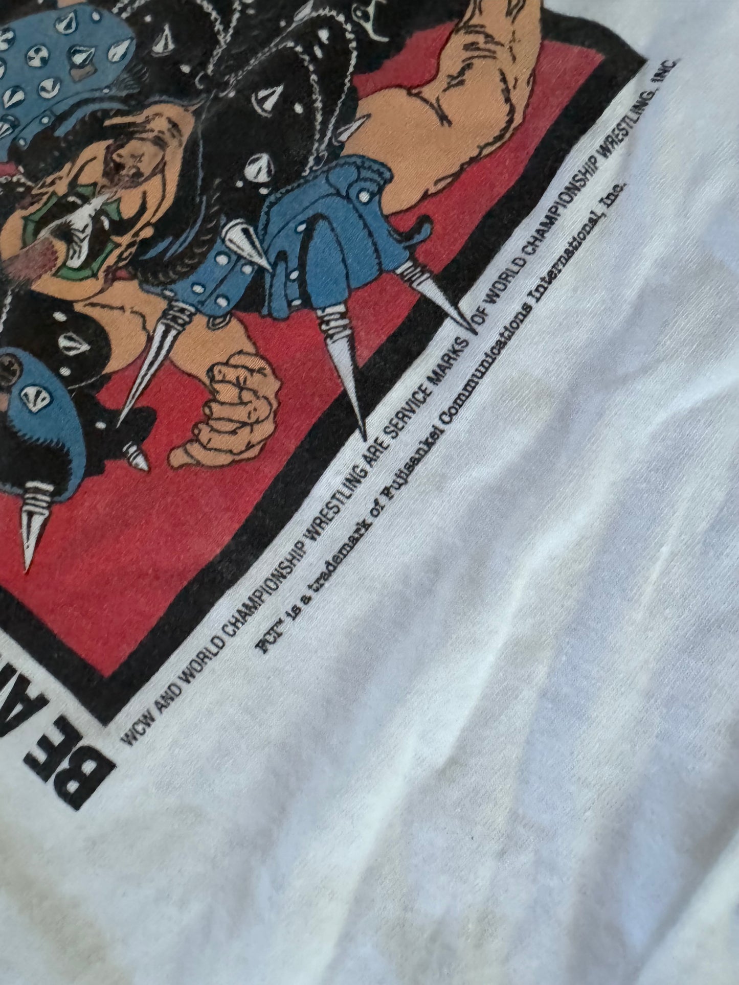1990 WCW / FCI World Championship Wrestling for Nintendo shirt featuring The Road Warriors: Hawk and Animal