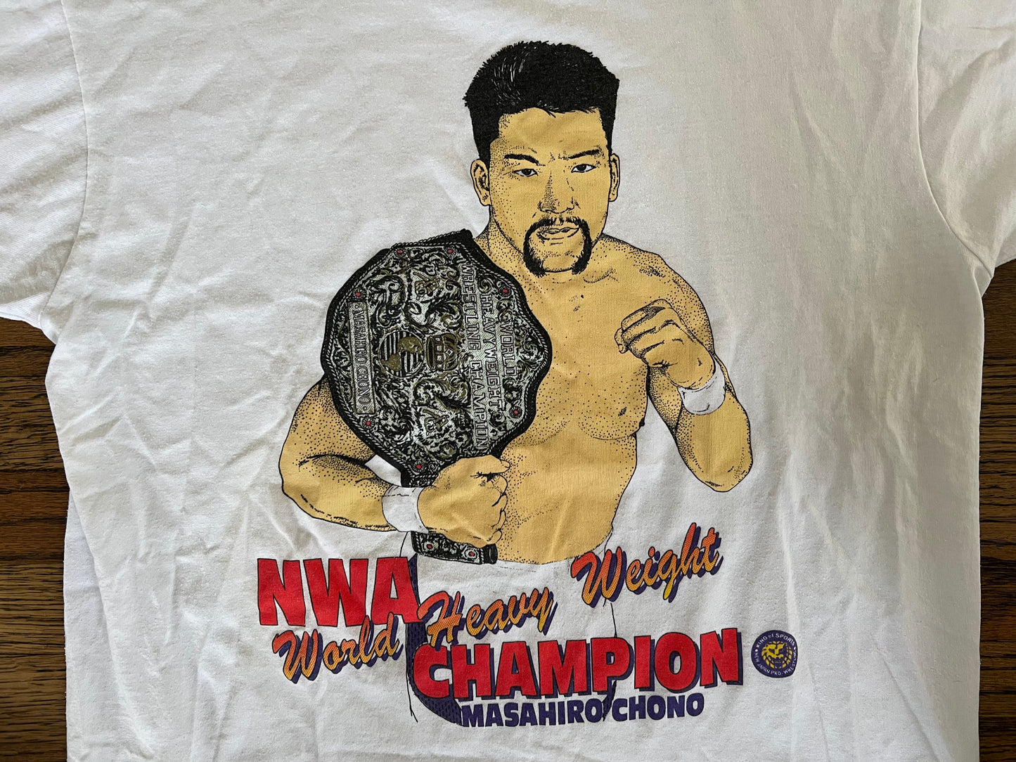 1992 NJPW Masahiro Chono NWA World Heavyweight Champion signed on the back (1993 signature)