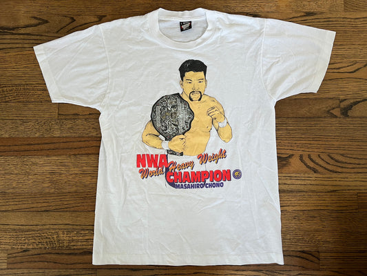 1992 NJPW Masahiro Chono NWA World Heavyweight Champion signed on the back (1993 signature)