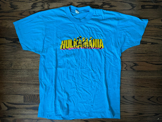 1985 WWF Hulk Hogan Hulkamania aqua version shirt
