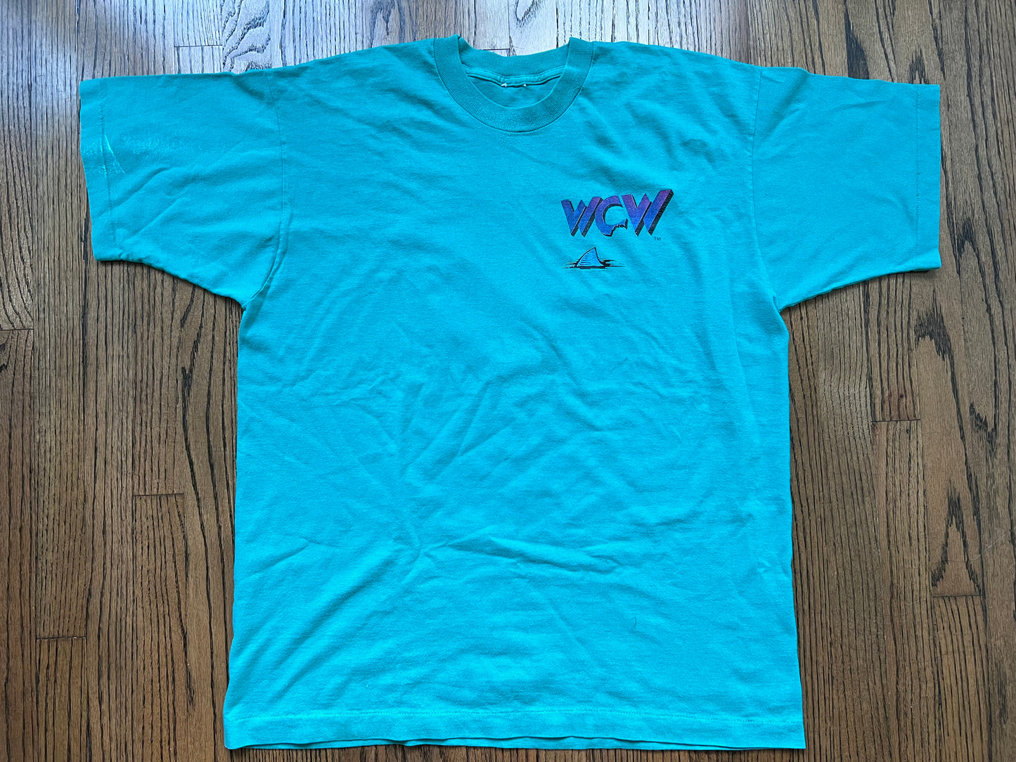 1996 WCW Bash At The Beach two sided shirt with discoloration on one sleeve